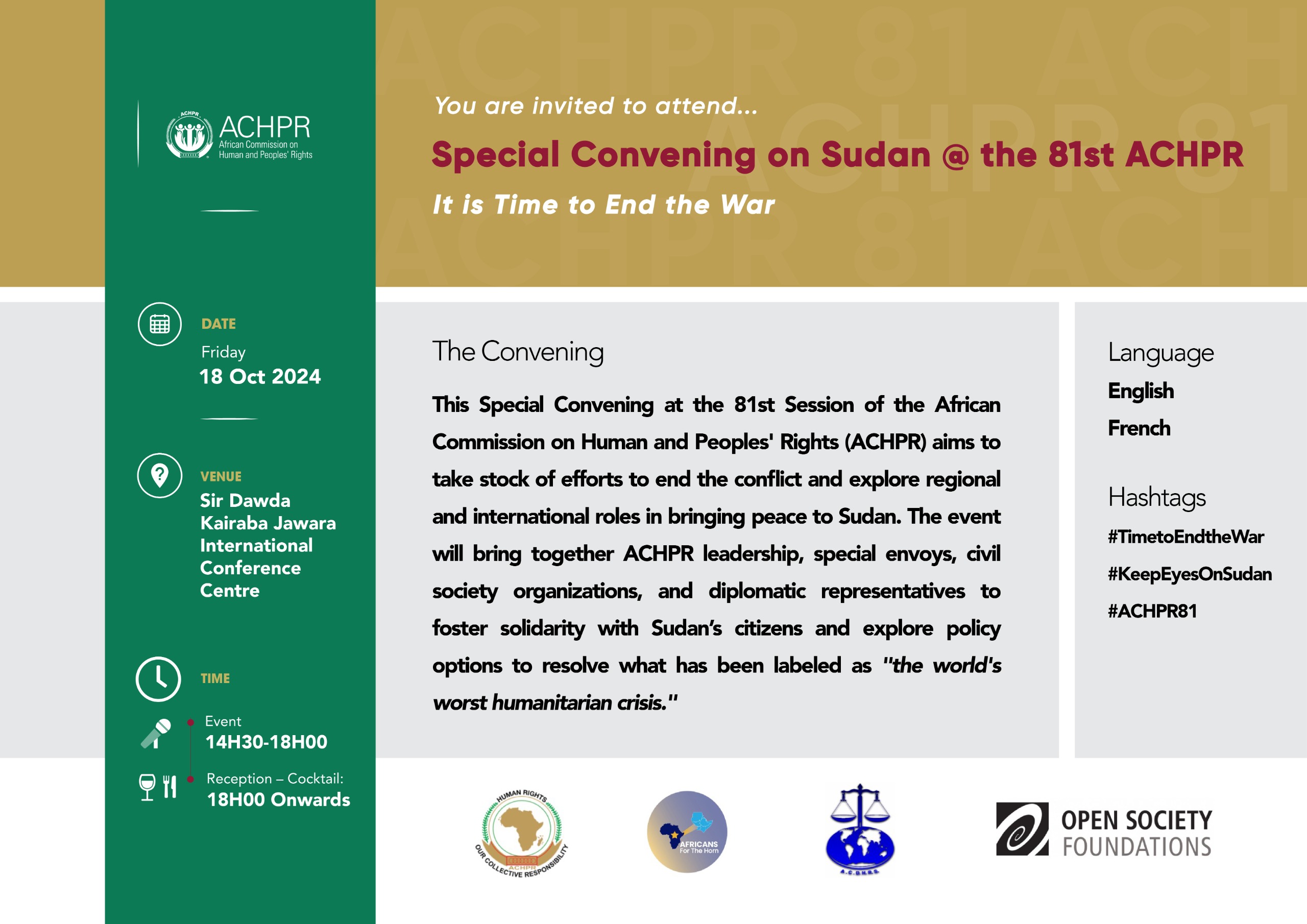 Special Convening on Sudan at the 81st Ordinary Session of the African Commission of the Human & People’s Rights